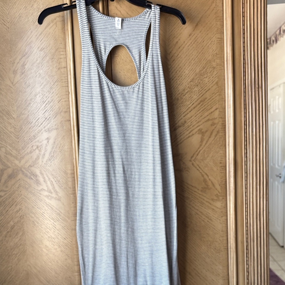 Lululemon Athletica Gray and White Striped Tank Dress